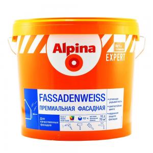 Краска ВД-АК Alpina EXP Fassadenweiss База 1 бел, 10л /15,6 кг.