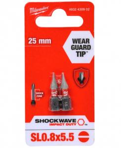 Насадка Milwaukee SHOCKWAVE SL0,8х5,5 25мм (2шт)