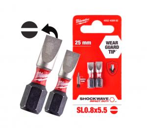Насадка Milwaukee SHOCKWAVE SL0,8х5,5 25мм (2шт)
