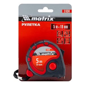 Рулетка 5мх19мм двухкомпонентный корпус, 3 фиксации ленты/ Matrix 31034