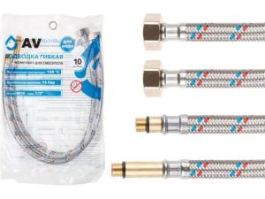 Подводка гибкая для воды иголка м10 - гайка 1/2 60см (пара) AV Engineering AVE21760