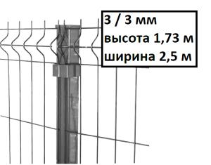 Евроограждение В-1,73, Ш-2,5м, RAL7016 3,0/3,0